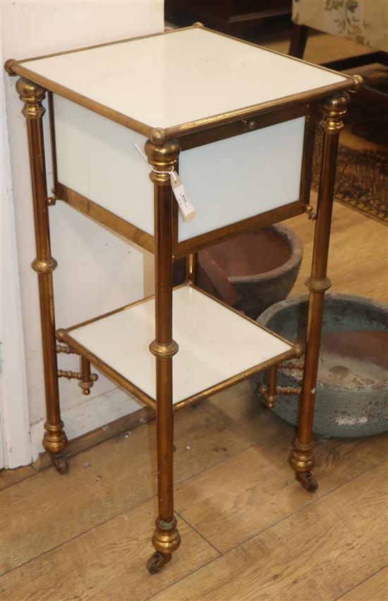 A 19th century French brass and white glass washstand H.81cm